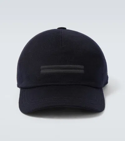 Zegna Cashmere Baseball Cap In Blue