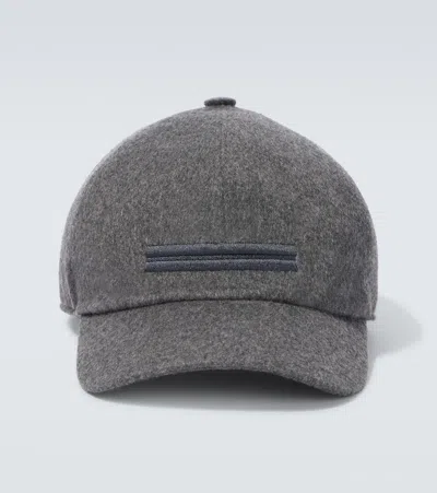 Zegna Cashmere Baseball Cap In Grey