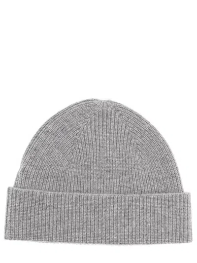 Zegna Ribbed Brimmed Hat Folded Edge In Gray