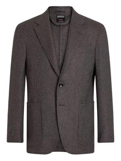 Zegna Cashmere Blazer In Brown