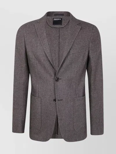 ZEGNA CASHMERE BLEND WOOL AND COTTON JACKET