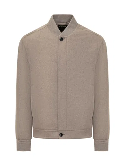 Zegna Cashmere Blouson In Light Taupe