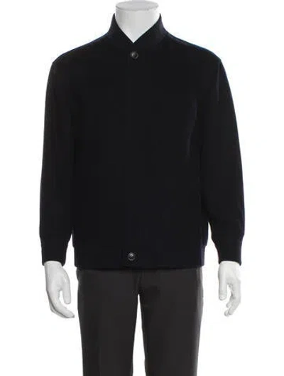 Pre-owned Zegna Cashmere Bomber Jacket In Blue