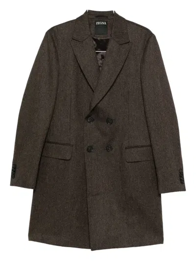 Zegna Cashmere Coat In Brown