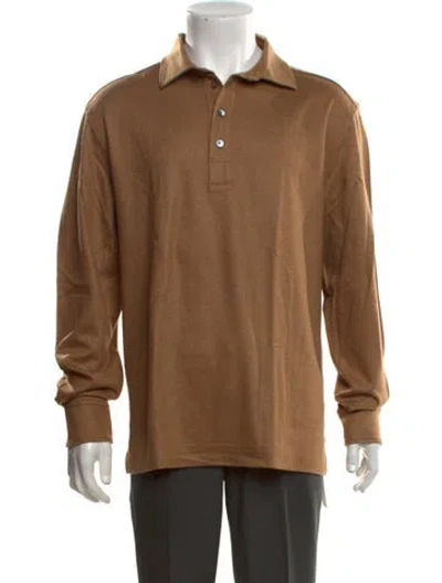 Pre-owned Zegna Cashmere Collar Polo Sweater In Brown