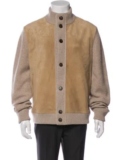 Pre-owned Zegna Cashmere Colorblock Pattern Jacket W/ Tags In Neutral