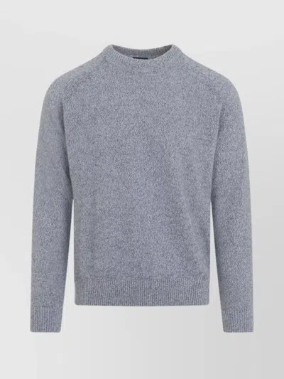Zegna Cashmere Crew Neck Long Sleeve Sweater In Gray
