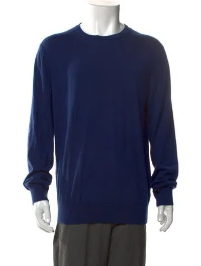 Pre-owned Zegna Cashmere Crew Neck Pullover In Blue