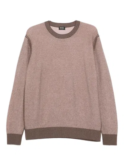 Zegna Cashmere Crew-neck Sweater In Pink