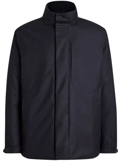 Zegna Cashmere Field Jacket In Navyblue