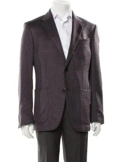 Pre-owned Zegna Cashmere Houndstooth Print Blazer In Purple