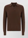 Zegna Cashmere Jacquard Long Sleeve Polo In Brown