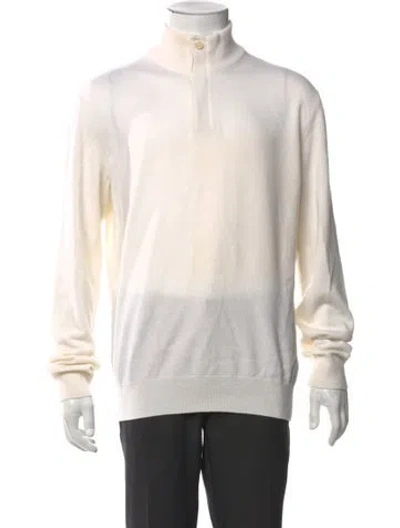 Pre-owned Zegna Cashmere Mock Neck Polo Sweater In Neutral
