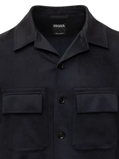 Zegna Cashmere Overshirt In Nero