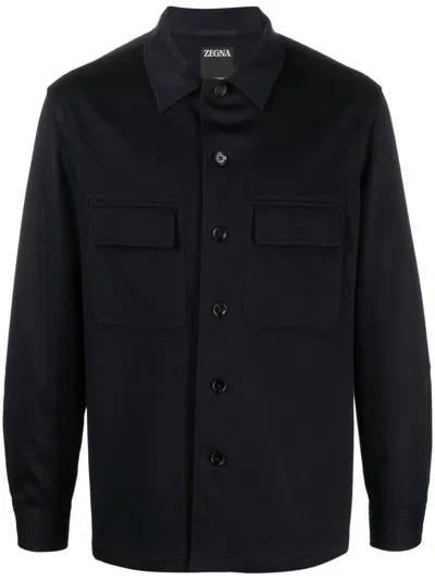 Zegna Alba Overshirt In Oasi Cashmere In Black