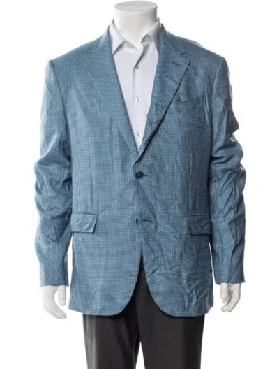 Pre-owned Zegna Cashmere Patterned Blazer In Blue