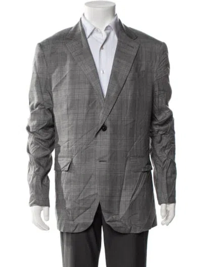 Pre-owned Zegna Cashmere Patterned Blazer In Gray