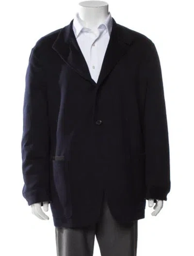 Pre-owned Zegna Cashmere Peacoat In Blue