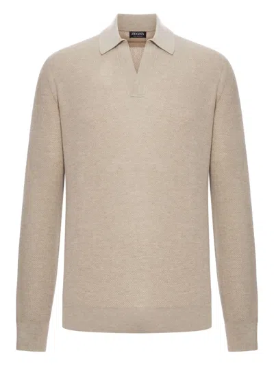 ZEGNA CASHMERE POLO SWEATER