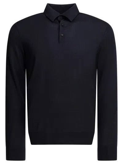 Zegna Cashmere Polo Neck Knit Sweater In Black