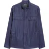 Zegna Cashmere, Silk & Linen Blouson Jacket In Navy