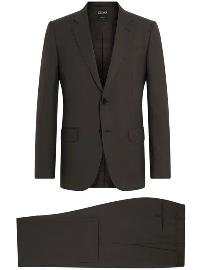 Zegna Single-breasted Suit In Brown