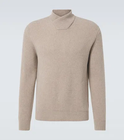 Zegna Pull Ras Du Cou En Oasi Cashmere Taupe Clair In Brown
