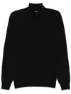 Zegna Men's High-performance Wool Half-zip Sweater In Black