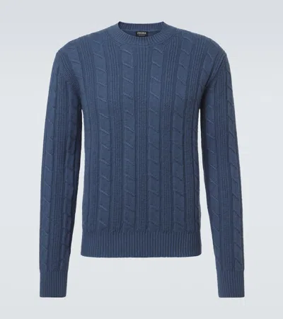 Zegna Cashmere Sweater In Blue