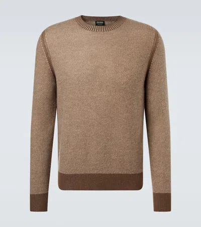 Zegna Cashmere Sweater In Brown