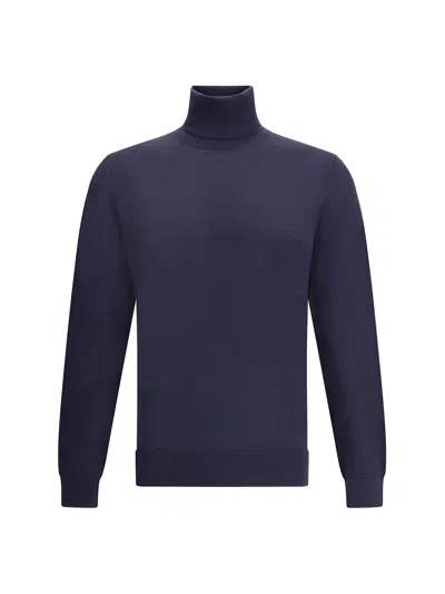 Zegna Cashmere Turtleneck Sweater In Blue