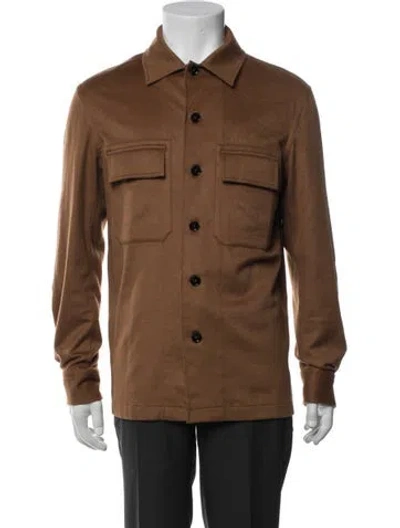 Pre-owned Zegna Cashmere Utility Jacket In Brown