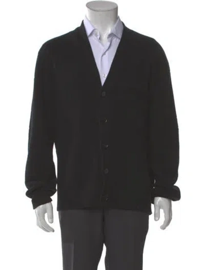 Pre-owned Zegna Cashmere V-neck Cardigan In Gray