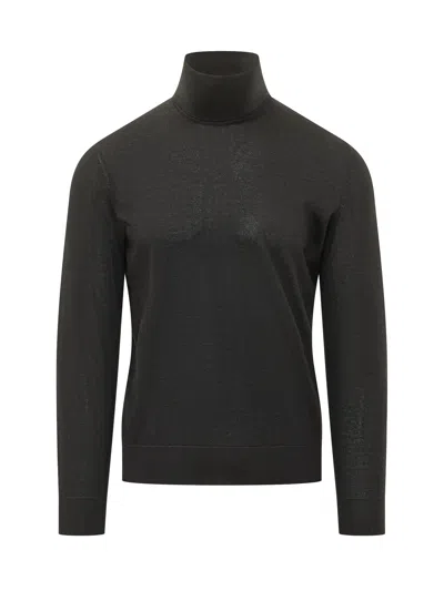 Zegna Cashmere-silk Turtleneck Sweater In Animal Print