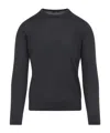 Zegna Soft Cashmere Crewneck Sweater With Ribbed Cuffs And Hem In Gray