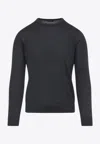 Zegna Soft Cashmere Crewneck Sweater With Ribbed Cuffs And Hem In Gray