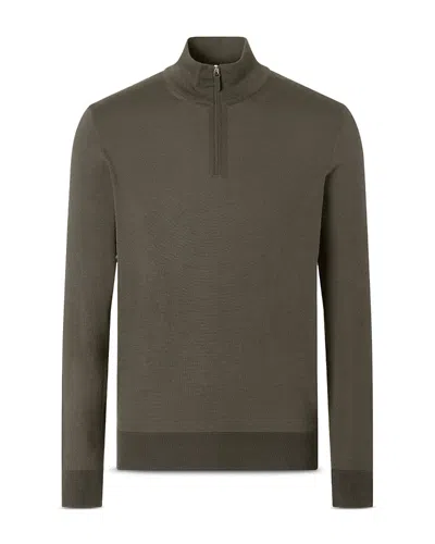 Zegna Cashseta Zip Mock Sweater In Green