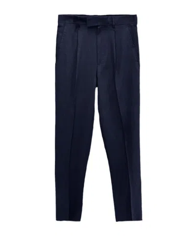 Zegna Casual Pants With Belt Loops In Blue