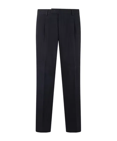 Zegna Casual Trousers With Belt Loops In Blue