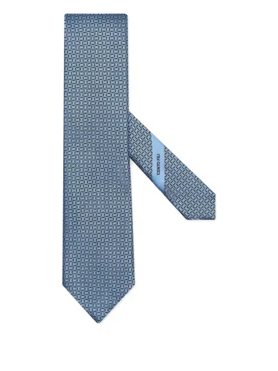 Zegna Cento Fili Silk Tie In Blue