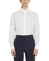Zegna Micro Striped Trecapi Tailored Fit Long Sleeve Shirt In Optical White