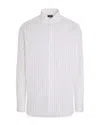 Zegna Centoventimila Striped Cotton Shirt In White/brick Red