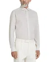 Zegna Centoventimila Striped Cotton Shirt In White/light Taupe