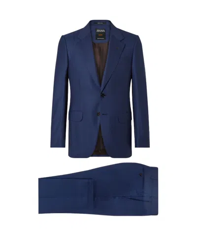 Zegna Centoventimila Checked Wool Suit In Blue