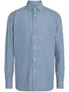 Zegna Centoventimila Cotton Shirt In 蓝色