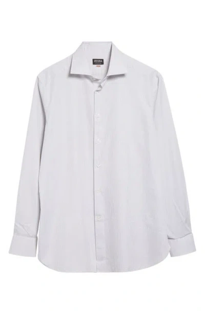 Zegna Centoventimila Subtle Minicheck Button-up Shirt In White