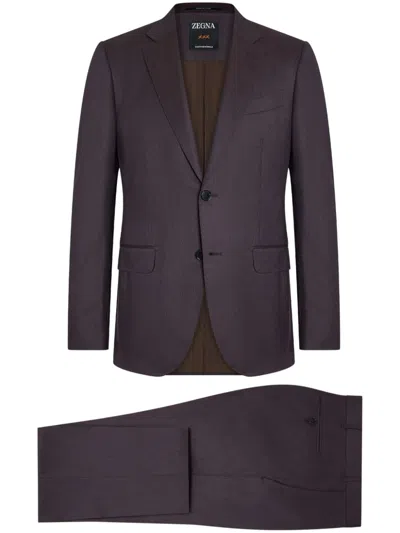 Zegna Centoventimila Wool Suit In Purple