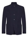 Zegna Cashmere Coat With Pockets And Collar In Blue