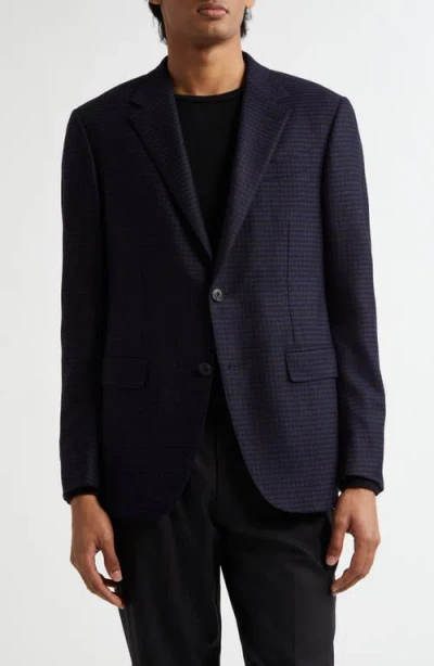 Zegna Check Cashmere & Linen Sport Coat In Navy