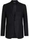 Zegna Check-pattern Blazer In Black